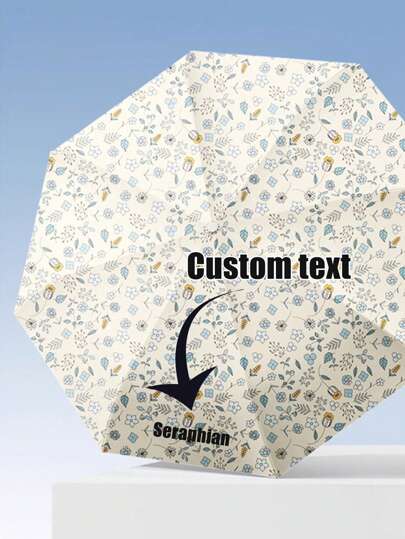 1pc Custom Floral Printed Sunshade Umbrella, Sun-Proof & Rain Protection,Women's Gift, Business Gift