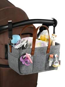 1pc Baby Nursery Storage Basket - Diaper Caddy Organizer, Stroller Hanging Bag, Nursery Essentials Organizer, Suitable For Diaper Station, Newborn Necessities, Baby Shower Gifts And Registry For Boys Or Girls - Multicolor - View 2