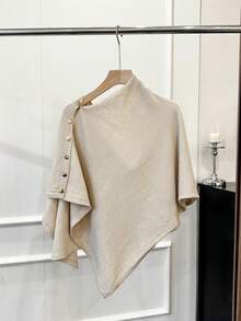 1 Áo khoác len cardigan nữ màu trơn có nút bên hông, trang trí bằng đinh tán, chống nắng, ấm áp, giản dị, thanh lịch, thích hợp mặc đi làm, du lịch, ngoài trời, trở lại trường, mùa xuân/thu/đông để mặc làm váy - Nhiều màu - Xem 10