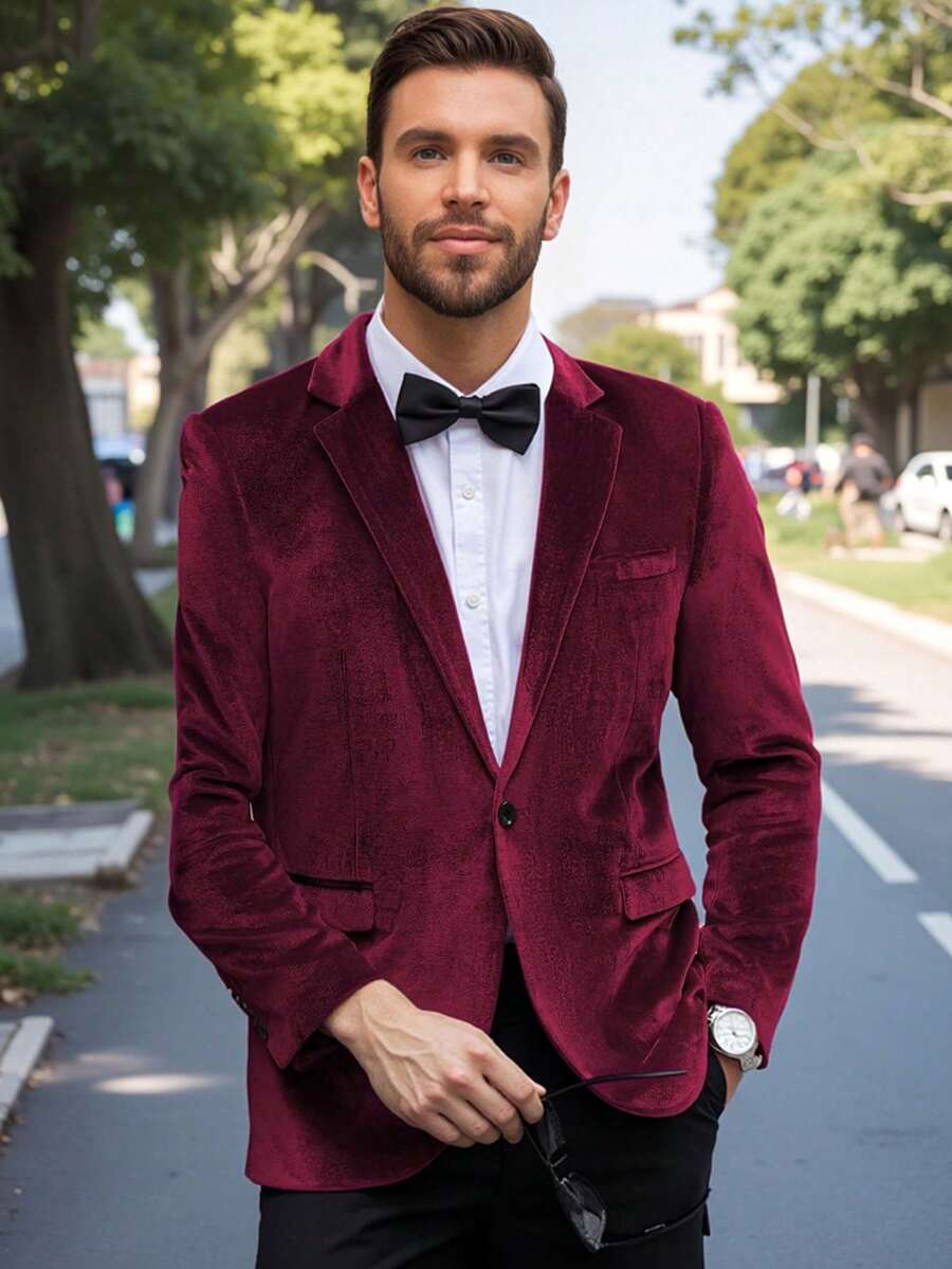 Giacca da abito da uomo di colore unito per l'ufficio e il pendolarismo