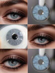 Lalens Lentes de contacto de uso anual de la Colección Meta de Lalens - 1 par de lentes de contacto grises y blancos para agrandar naturalmente los ojos y para maquillaje de ojos