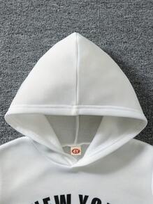 3pcs/Set Boys' Casual Autumn/Winter Letter & Number Print Hooded Sweatshirts, Warm & Fashionable