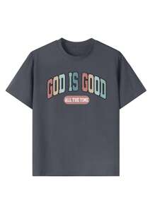 1pc Girls' Casual Letter Graphic Print Round Neck Short Sleeve T-Shirt, Summer Student Clothing - Colorful Letter Series Artistic Style T-Shirt Inspiring Imagination And Self-Expression