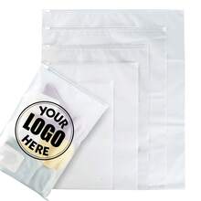 Gói 10-50 túi khóa kéo mờ tùy chỉnh, túi khóa kéo mờ có logo cá nhân, gói mua sắm bằng nhựa tái sử dụng cho áo phông, quần áo, doanh nghiệp nhỏ - Trong sáng - Xem 2