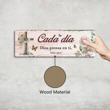 Putuo Decor 2D Flat 4pcs Spanish Religion Wooden Sign Wall Sticker, Cada Día Dios Piensa En Ti, Wall Art Decor For Home Living Room Church, Gift For Birthdays, Weddings, Anniversaries, Christmas, Thanksgiving