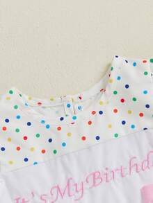 Newborn Baby Girl Birthday Outfit Its My Birthday Embroidery Polka Dot Bow One Year Old Girl Smcoked Romper Bubble Bodysuit One Piece Summer Clothes - 白色 - 查看 7
