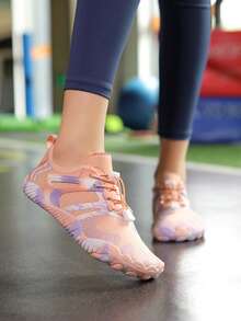 女士速干透气水鞋，适合沙滩、冲浪、瑜伽、健身房、室内跑步机 - 藕粉色 - 查看 2