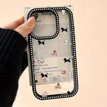 Funda para teléfono (1 unidad) con diseño moderno de doble cara, panel trasero suave y rígido, compatible con phone 16, 15 Pro, 14 Pro/13 Pro, 12 y 11. Diseño colorido de cachorros. ¡Un regalo perfecto para tus amigos y familiares! - Negro - Ver 1