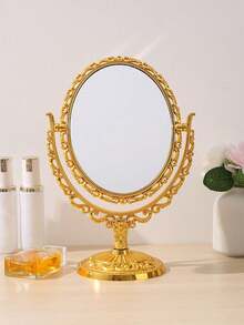 1pc Elegant European Style Double-Sided Makeup Mirror(Plastic Housing), Design And Decoration Craftsmanship, Desktop Love Double-Sided Makeup Mirror, Valentine'S Day Wedding, Birthday Party, Bathroom Accessories, Retro Decoration, Home Dressing Mirror, Room Decoration Aesthetics, Home Decor - Multicolor - View 17