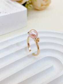 1pc Handmade Baroque Style Irregular Pearl Ring, Silver Vintage Stacking Rings For Women Everyday Wear