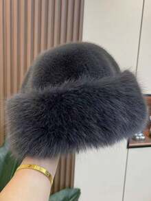 Women's Thickened Warm Fashion Simple Bucket Hat, Faux Mink Fur Mongolian Hat, Comfortable Sun Protection, Suitable For Winter Outfits - Multicolor - View 12