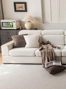 1 pièce Housse de canapé en peluche Teddy de couleur unie, élastique enveloppante, chaude et confortable, style minimaliste Ins, anti-dérapante et anti-salissure, lavable, convient pour canapé en L 1/2/3/4 places dans le salon, la chambre, le bureau