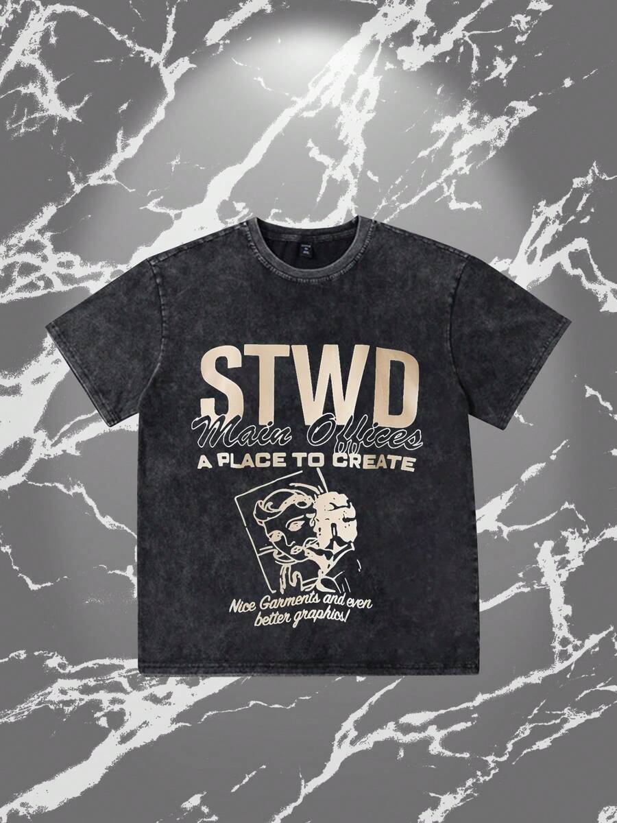 230G Washed Pure Cotton Men's T-Shirt – Vintage Cool Street Style Graphic Tee For Outdoor Sports | Loose Fit | Soft Knitted Fabric