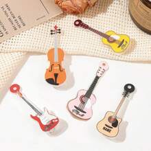 5pcs Music Enthusiasts Must Enter, Guitar And Violin-Style Hair Accessories Hairpins, And Be The Most Personalized Music Elf On The Street, Claw Clips, Hair Claws, Clips For Hair, Hair Slide, Hair Barrettes, School Stuff