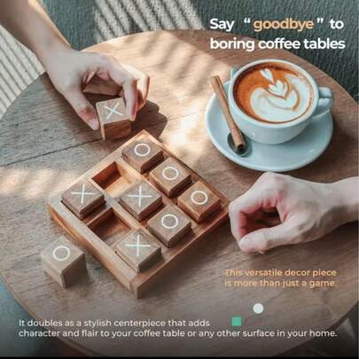 1pc 2025 New Elegant High-Quality XO Chess, Fun Party 2-Player Interactive Game, Small Wooden Tic Tac Toe Tabletop Toy, Holiday Gift, Party Favor, Birthday Gift - Christmas Gift - Halloween Gift - Perfect Gift