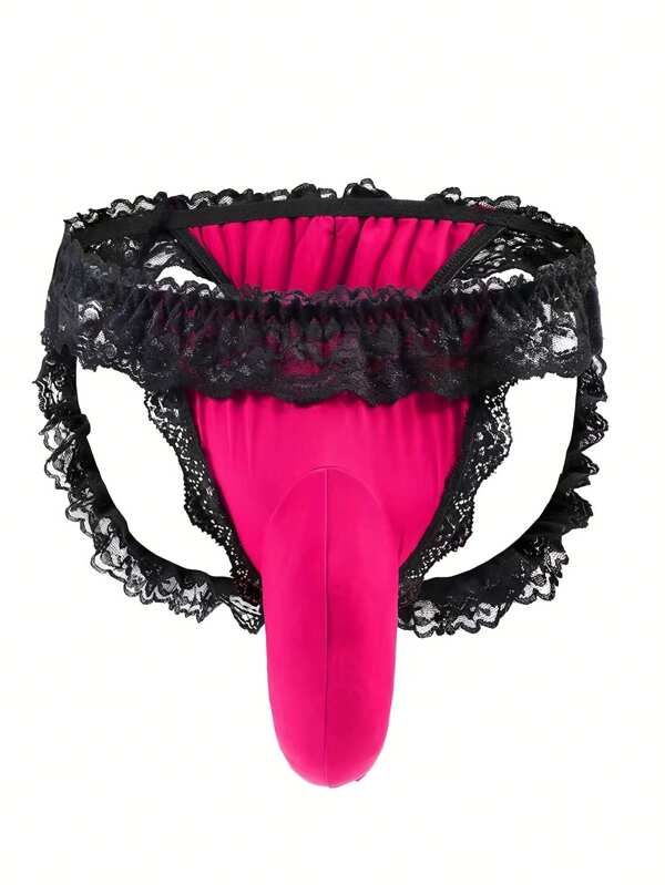 Men's Lace Sheer Ruched Lifting Thong Underwear