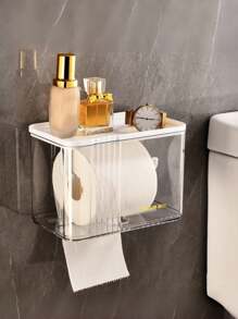 Caja de pañuelos transparente y resistente al agua, soporte montado en la pared para rollo de papel/pañuelos, estante para pañuelos, almacenamiento de pañuelos, caja de pañuelos, caja de pañuelos resistente al agua