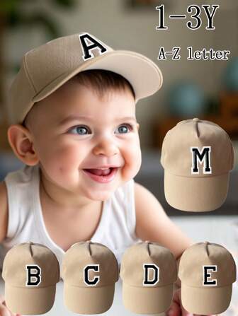 1 件儿童 26 个字母图案卡车司机帽，时尚百搭休闲太阳帽，适合男孩和女孩，适合 1-3 岁儿童