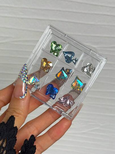 1pc Acrylic Nail Rhinestone Jewelry Storage Box, Nail Accessories Display Case, Empty Box Without Rhinestones