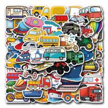 56pcs Transport Stickers, Transportation Stickers With Construction Truck Digger Engineering Car Train Motorbike Fire Truck Crane Airplane, Cute Cartoon Vinyl Stickers For Water Bottle Scrapbook