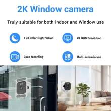 Telecamera da finestra 5MP 2K, telecamere per interni con WiFi 5GHz, visione notturna a colori, rilevamento del movimento, registrazione, installazione rapida per la sicurezza domestica