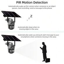 8MP 太阳能供电监控摄像头 4K，8MP 双镜头安全摄像头，带双 PIR 运动检测，WiFi 防水户外摄像头，太阳能供电，4 种安装方式（墙壁/天花板/角落/杆），IP65，APP 控制，夜视