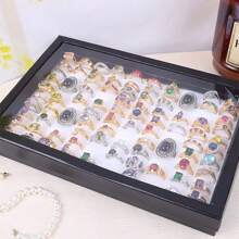 1 Piece Of 36/100-Position Ring Jewelry Box With Lid, Earring Jewelry Tray, Pendant Box, Display And Storage