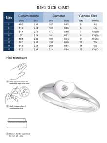 Artepollo 1pc 925 Sterling Silver Hypoallergenic Heart Ring, Inlaid With Sparkling Cubic Zirconia, Gift Box Packaging, Birthday Gift For Friends, Back To School Gift - one-size - View 4