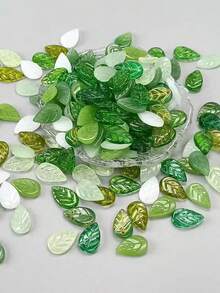 50 hạt thủy tinh lá nhiều màu thời trang phụ kiện trang sức tự làm - hỗn hợp xanh mới - Xem 3