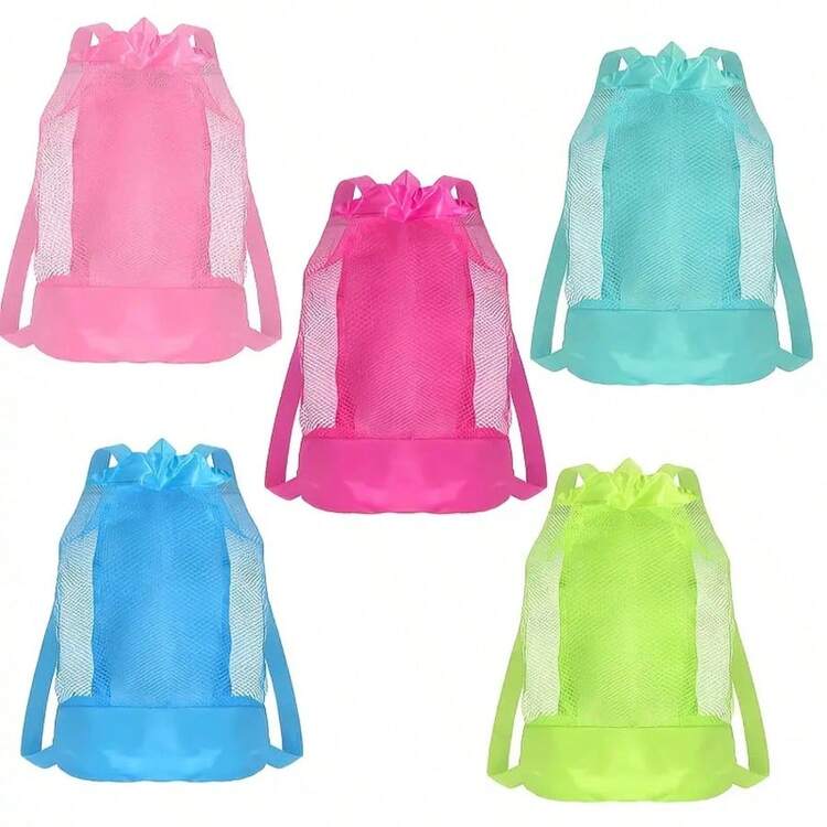 1个可折叠轻便透气背包，多巴胺色收纳袋，大网袋，适合游泳、户外、旅行、海滩活动、铲子、沙滩球等物品收纳 - 彩色 - 查看 2
