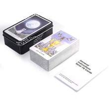 Cartas del Tarot Lunalapin en caja de lata con bordes dorados, baraja de tarot para adivinación y juegos de mesa