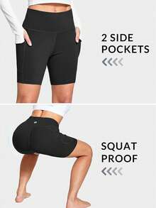 3-Pack Women's High-Waisted Workout Shorts - 5" Biker Shorts Design With Tummy Control & Side Pockets, Breathable & Quick-Dry For Yoga, Running & Gym - 3件 - 查看 4