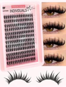 140/144片C型卷翘漫画风假睫毛簇，8-16毫米混合，柔软自然妆效，DIY单根假睫毛，易于使用且可重复使用，适合日常妆容 - C - 查看 13