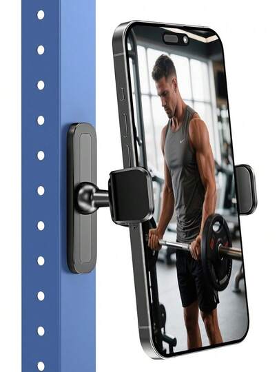 APPS2Car Soporte MagnéTico Para Celular De Gimnasio, Ajustable 360 ° , Compatible Con Smartphones De 4.7 A 6.5 Pulgadas, Base Y ArticulacióN De AleacióN, Accesorios Gym