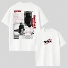 Camiseta Oversized Rapper Kendrick Lamar Álbum Gnx Streetwear Camisa Algodão Unissex - Branco - Visão 1
