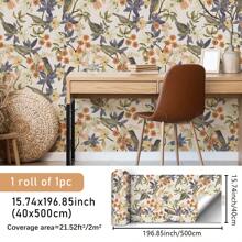 SUPSTICKER 1 rollo de pegatinas de pared autoadhesivas y extraíbles con patrón floral vintage, decoración del hogar, vinilos decorativos para escritorios, dormitorios, baños, entradas, renovación de habitaciones, papel tapiz, pegatinas de pared, decoración de pared