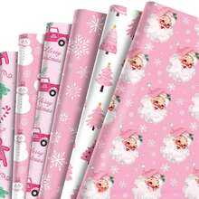 6 Pieces Of Pink Christmas Wrapping Paper Are Suitable For Various Occasions Such As Christmas, Weddings, Birthdays, Winter Vacations, Etc. You Can Stick Pink Christmas Gift Wrapping Paper On The Wall To Create A Festive Atmosphere.