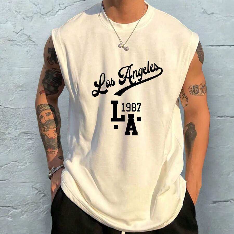 Regata Oversized Casual Moda Masculina Verão Lançamento Larga - Bege - Visão 1