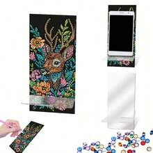 1pc Women's Acrylic Diamond Painting Kit - 5D Crystal Painting By Numbers, Colorful Fox/Bee/Seahorse/Deer/Pattern Design, Multifunctional Phone Holder And Mirror Stand, Creative DIY Craft Gift Set - Multicolor - View 14