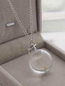 1 件许愿心蒲公英真干花吊坠项链，送给朋友、女朋友、妻子、爱人的理想礼物 - 銀色 - 查看 5