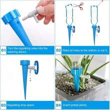 SHElN 12pcs Self Watering Spikes: Otomatiskan Penyiraman Tanaman Anda dengan Katup Kontrol Pelepasan Lambat yang Dapat Diatur! Tetesan Otomatis untuk Liburan - Katup Kontrol yang Dapat Diatur - Ideal untuk Tanaman di Rumah, Taman, dan Kantor - MultiWarna - View 6