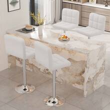 Nalupatio Lot de 2 tabourets de bar modernes avec repose-pieds – réglables en hauteur, adaptés aux îlots de cuisine et aux comptoirs de ba - Blanc - Voir 8