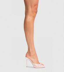 Mesh Mule Heels With 4 Inch Stiletto Heel - 米色 - 查看 3