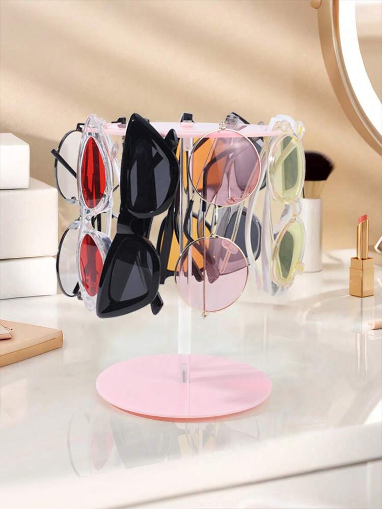 1pc 360 Degree Rotating Glasses Stand, Clear Acrylic Sunglasses Holder, Removable Eyeglasses Display Stand For Dresser, Office, Closet, Glasses Organizer - Multicolor - View 2