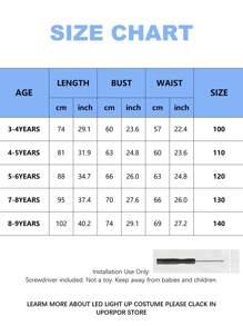 UPORPOR 发光公主裙，女孩万圣节服装装扮衣服，与音乐同步，应用程序远程控制（不含电池）