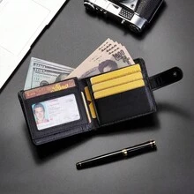 Men's Short Zipper Wallet New Style Coin Purse For Men Wallet Mini Wallet Purse Wallet Men Wallet Leather Small Wallet - Black - View 6