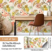 SUPSTICKER 1 rollo de pegatinas de pared autoadhesivas y extraíbles con patrón floral vintage, decoración del hogar, vinilos decorativos para escritorios, dormitorios, baños, entradas, renovación de habitaciones, papel tapiz, pegatinas de pared, decoración de pared