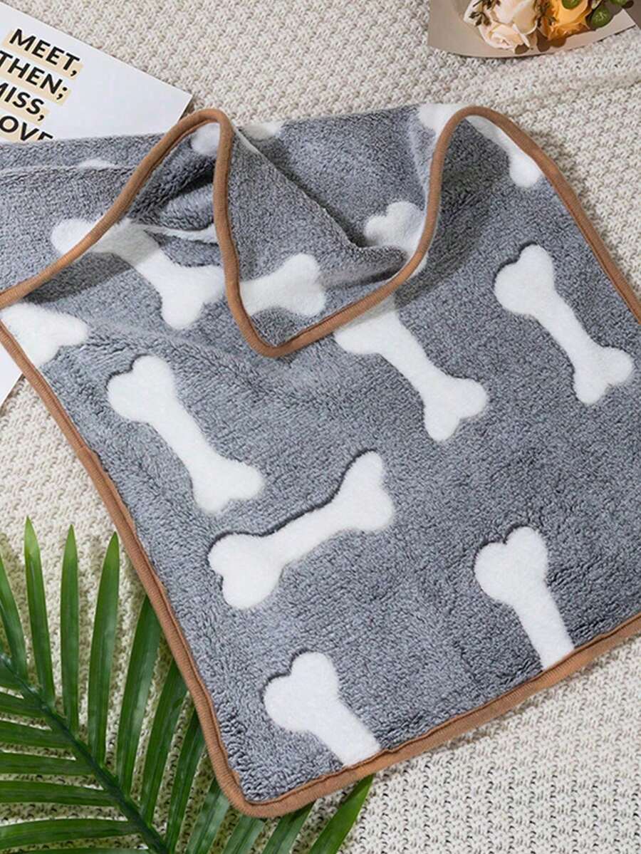 1 件宠物毯，温暖珊瑚绒爪印毯，适合猫狗，四季适用 - 灰色 - 查看 1