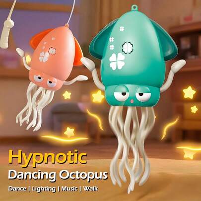 Kids Funny Dancing Octopus Music Toy - Automatic Sensing Obstacle Avoidance, Cute, Relaxing, Educational Early Learning Night Light Toys