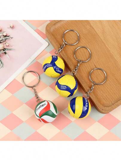 1pc Fashion 3.8CM Football/Volleyball PVC Keychain, PVC Volleyball Keychain Accessories, Business Volleyball Gifts, Beach Ball Sports Athlete Gifts For Men And Women School Car Accessories Cute Goth Y2k Gifts For Mother, Father, Graduation, And Teacher